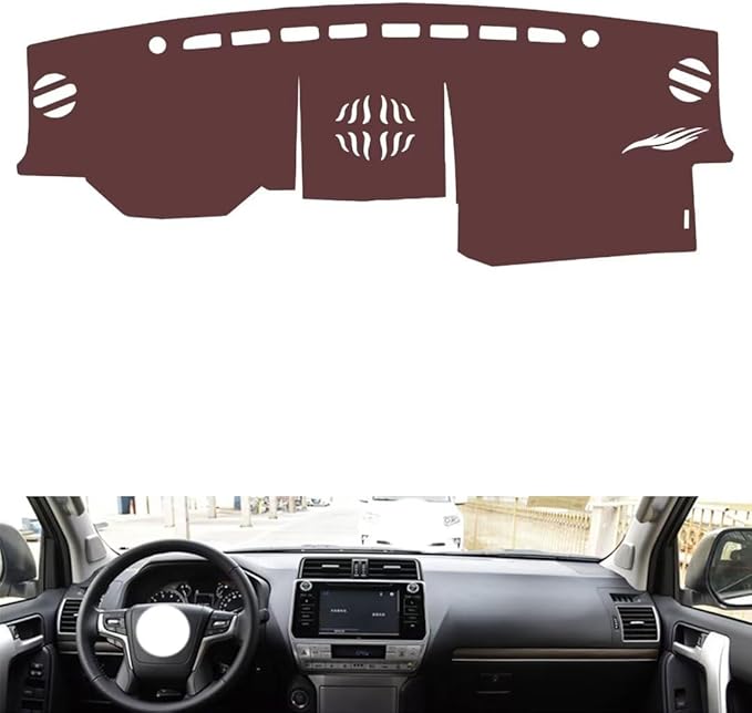Leather Dashboard Cover Compatible with Toyota Prado（Speakers） 2018-2019，Dash Cover, Non-Slip Dash Cover, Dash mat Dashboard Cover, Interior Dash Covers