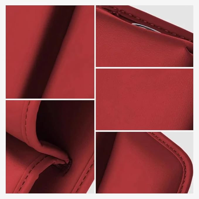 Car Leather Cup Holder Gap Bag,2025 Upgrade Car Storage Box with Cup Holder,Seat Storage Box Gap Filler Organizer for Glasses Phone Keys and Cards (Red, Passenger Seat)