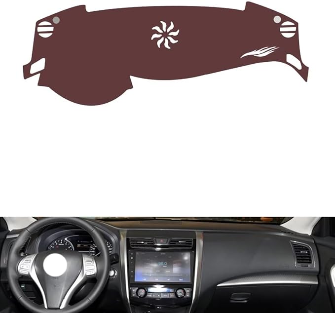 generic leather dashboard cover Compatible with Nissan Teana (Half covered) 2013-2018，dash cover, Non-Slip Dash Cover, Dash mat Dashboard Cover, Interior Dash Covers, brown