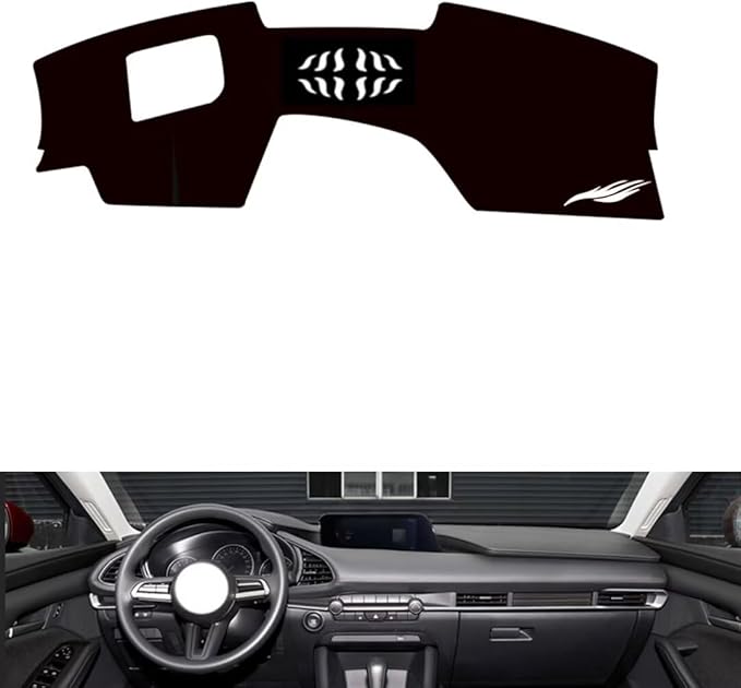 leather dashboard cover Compatible with Mazda 3 Axela (HUD) 2020-2023，dash cover（black）