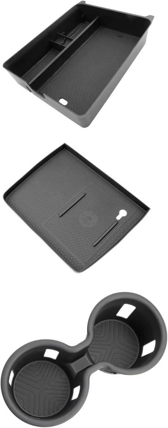 WEIPIN for 3Pcs Center Console Armrest Organizer Tray ABS Materials& Silicone Wirless Mats & Silicone Cup Holder Insert Compatible with 2023-2026 Honda Pilot/2026 Honda Passport