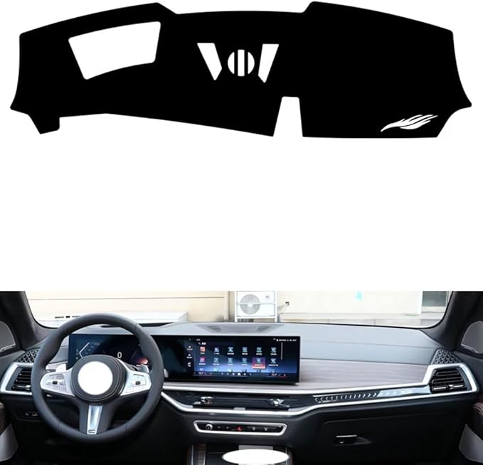 generic leather dashboard cover Compatible with BMW X7 (hud) 2023-2024，dash cover（black）