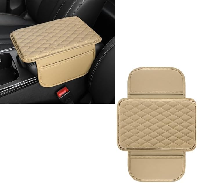 Car Armrest Cushion for Mini Countryman (U25) 2023 2024 2025, Car Centre Console Pad Scratch Protection Waterproof Armrest Cushion Interior Accessories,Beige