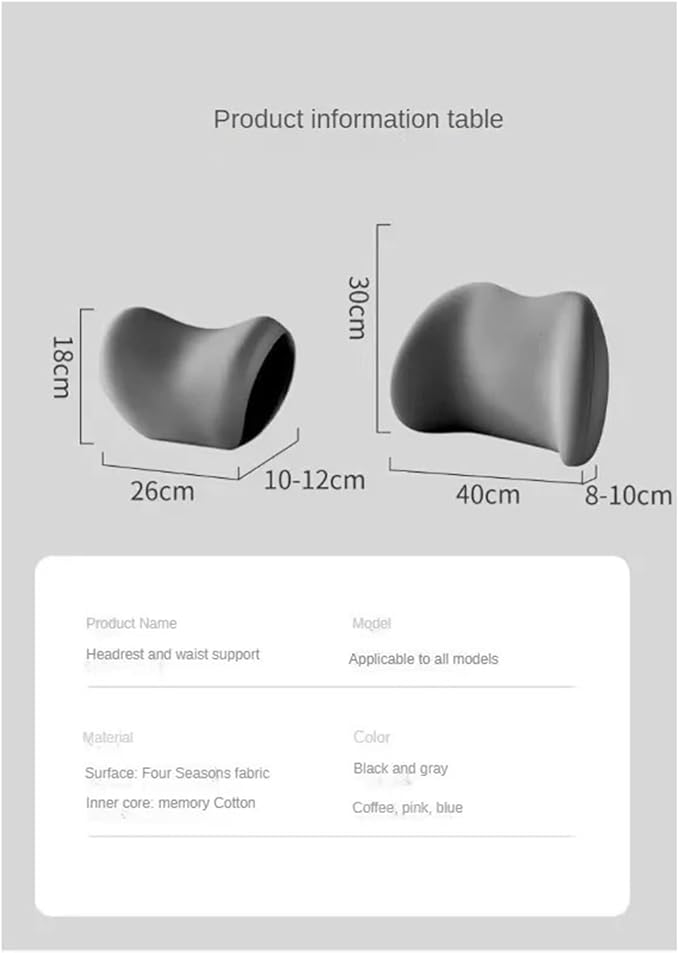 Car Neck Pillow and Lumbar Support Cushion - Memory Foam Backrest for Driver Seat Comfort(Orange)