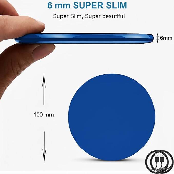 2Pcs Wireless Charger,15W Max Wireless Charging Pad Compatible with iPhone16/16Plus/16Pro /iPhone15/15Pro/15Plus/iPhone14/iPhone13/12/11/X/XR/XS/SE/8,Samsung Galaxy S25/S24/S23/S22/S21/S20/S10 (Blue)