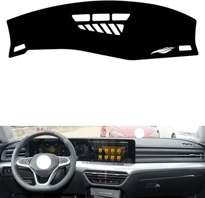 leather dashboard cover Compatible with VW Lamando L (NO HUD 2022-2024，dash cover（black）
