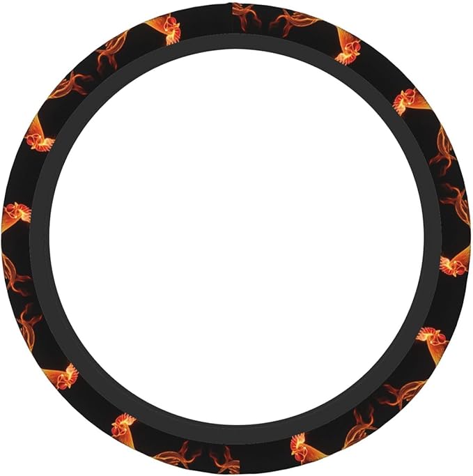 Colorful Fire Rooster Universal Fit Steering Wheel Cover for Car, Truck, and SUV, Durable Steering Wheel Protection