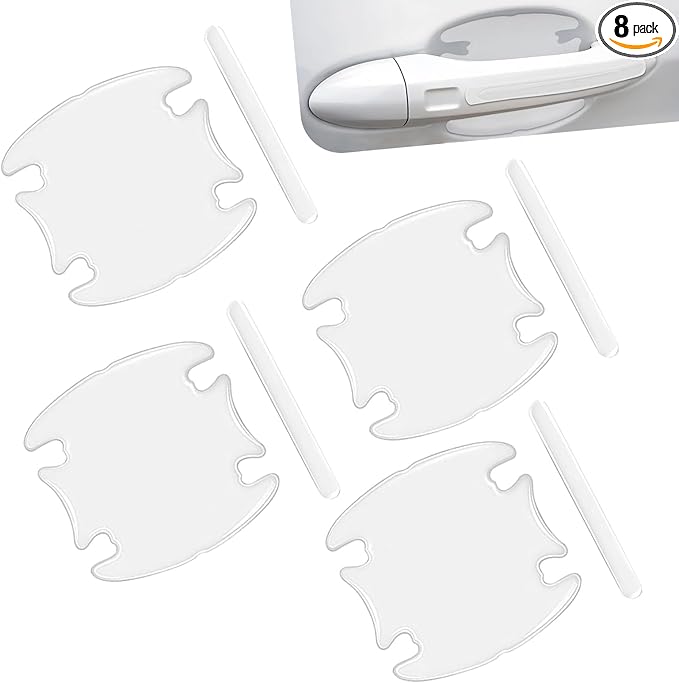 8PCS Car Door Handle Protectors, Transparent Car Bumper Trim Guard Sticker, PVC Waterproof Anti-Collision Auto Door Cup & Handle Bowl Protective Film, Universal Cup Protector for Most Cars