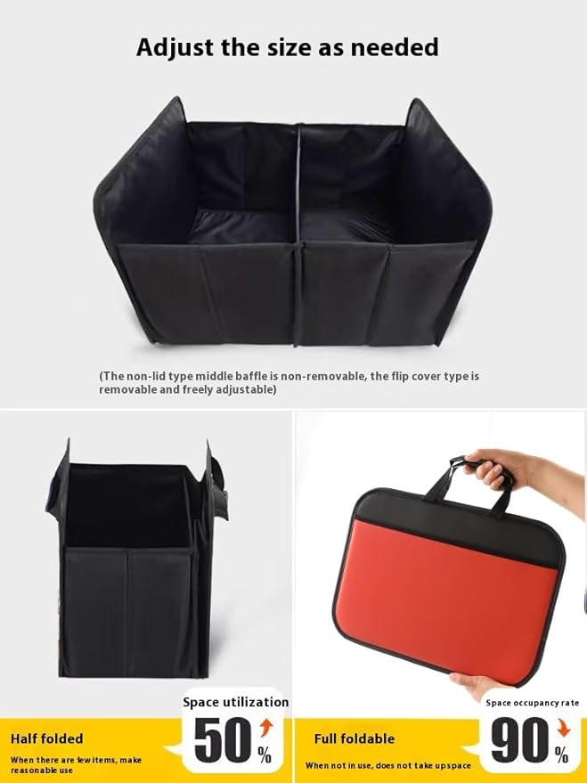 Zenithide Car Trunk Organizer with, Collapsible Car Trunk Storage Organizer, Car Organizer and Storage for SUV, Truck, Sedan 21.7x17.7x13.4 Inches (Orange)