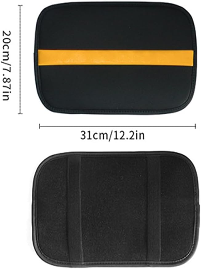 Car Armrest Seat Box Mat, PU Leather Center Console Cover, Universal Waterproof Car Interior Accessories, Arm Rest Box Protector Cushion Pad for Most Vehicle (Orange)