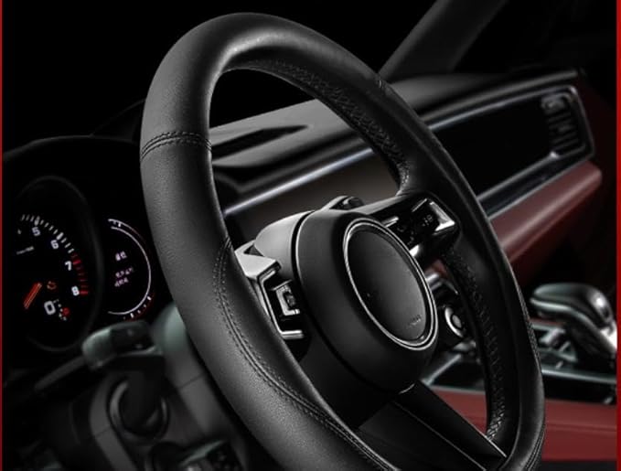 Car Steering Wheel Cover Microfiber Leather Steering Wheel Cover Anti-Slip Breathable Universal 15 inch