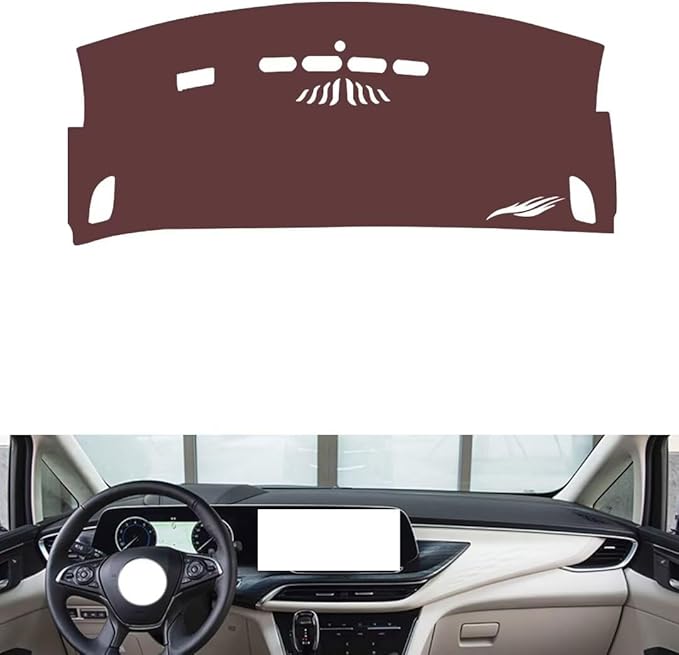 Leather Dashboard Cover Compatible with Buick GL8 ES 653T（Warning Light） 20-2023,Dash Board Cover mat Anti-Slip Sun-Proof and dust-Proof(Brown)