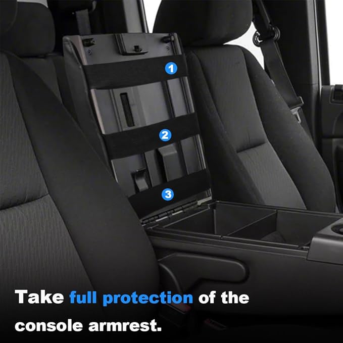 DEYTOP Center Console Cover for Chevy Silverado & Tahoe 2007-2013 Console Armrest Cover for GMC Sierra 2007-2013 Car Cushion Protector Pad (Jump Seat Console ONLY) (Blabk with Pad, 07-17 Jump SEAT)