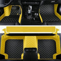 Custom Car Floor Mats Fit for 99% Sedan SUV Sports Car Full Coverage Pads Leather Floor Liners Mat Women Men (Black&Yellow)