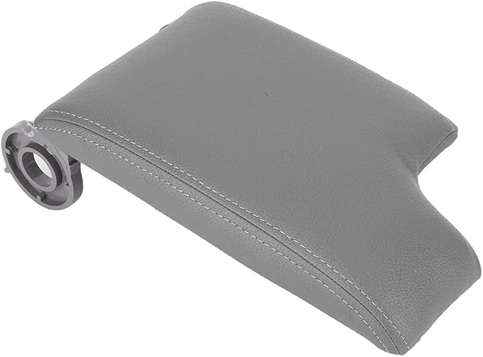 E46 Center Console,E46 Leather Armrest Gray,Headrest And Armrest Car Center Console Armrest Cover Pad Cushion Fits For E46 1999-2004(Gray)