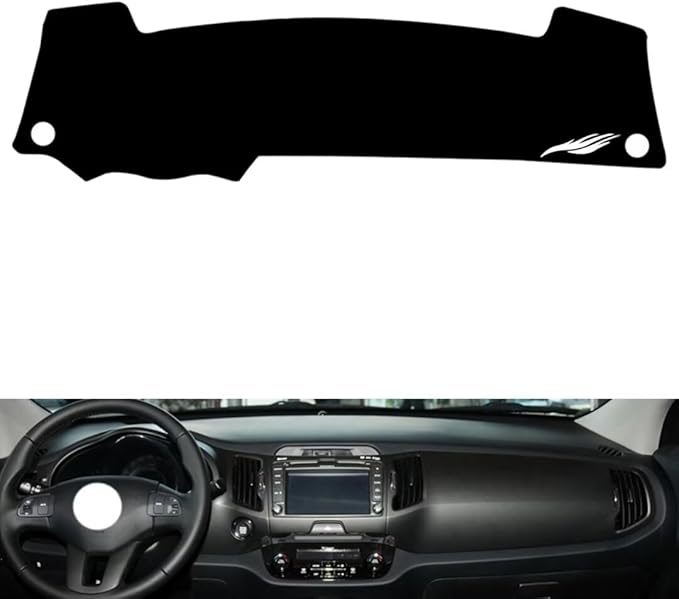 leather dashboard cover Compatible with KIA Sportage（Half covered） 2011-2016，dash cover（black）