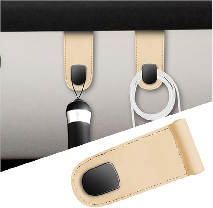 Mandark Car Co-Pilot Glovebox Hooks, Anti-Scratch Auto Co-Pilot Glove Box Hanger, Vehicle Interior Storage Organizer for Handbags Purses Coats, Universal for RV, SUV, Truck (Beige/Single Hooks)