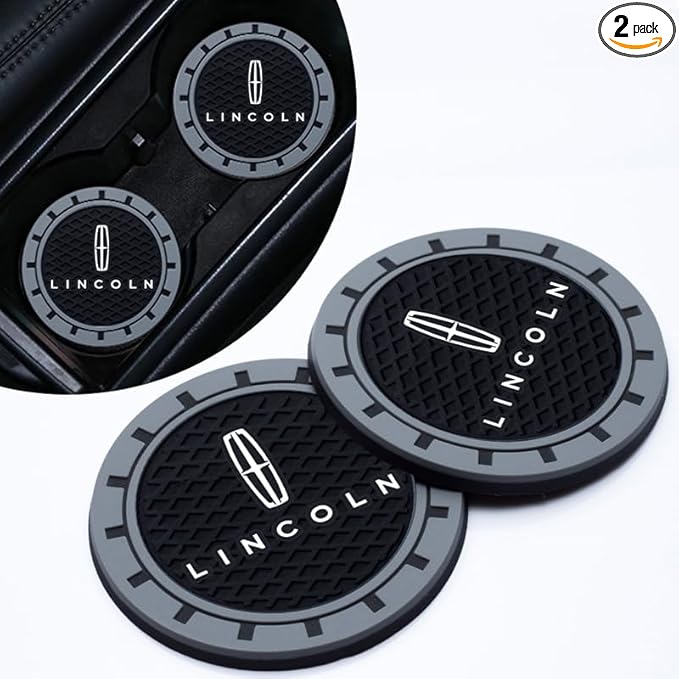 Silicone 2PCS Car Cup Mat Holder Coasters Compatible with Lincoln MKC Nautilus Aviator Navigator MKZ Continental, Non-Slip Car Coasters for Cup Holder Interior