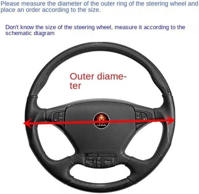 Car Van Semi Truck Trailer Bus Leather Steering Wheel Cover 15" 16" 17" 18" 19" Maximum Grip (Black,50cm/19.5in)