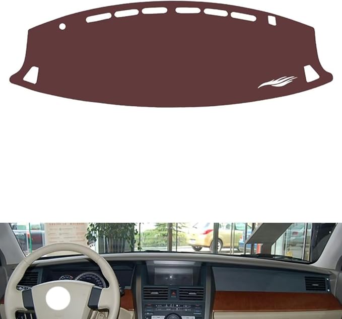 Leather Dashboard Cover Compatible with Nissan Teana 2004-2007,Dash Board Cover mat Anti-Slip Sun-Proof and dust-Proof(Brown)