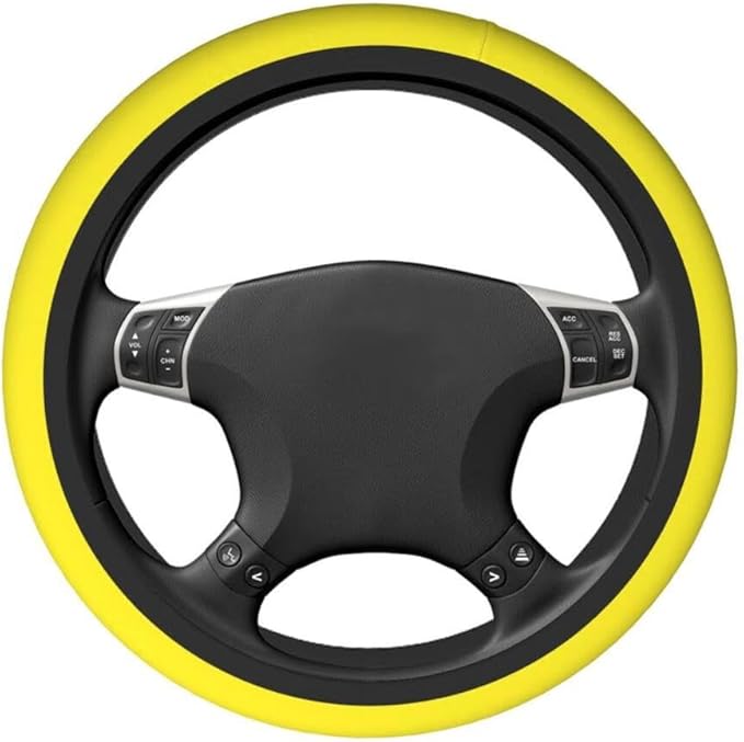 Elastic Stretch Steering Wheel Cover,Warm in Winter and Cool in Summer, Car Universal 15 inch, Microfiber Breathable Ice Silk, Anti-Slip, Odorless, Easy Carry,Yellow