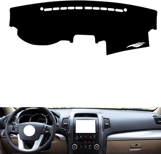 leather dashboard cover Compatible with KIA Sorento (no speaker) 2009-2012，dash cover（black）