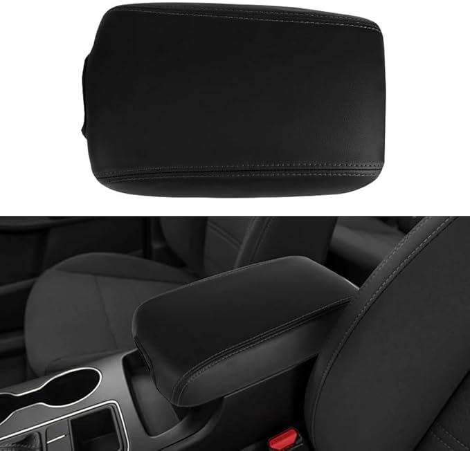 LEXLEY Center Console Pad Armrest Box Cover Waterproof Anti-Scratch Leather Protector Covers For Kia 2016-2020 Sorento-Black Stitches