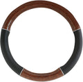 GG Grand General 54023 Black 20" Deluxe Steering Wheel Cover, Dark Wood w/Chrome Trim
