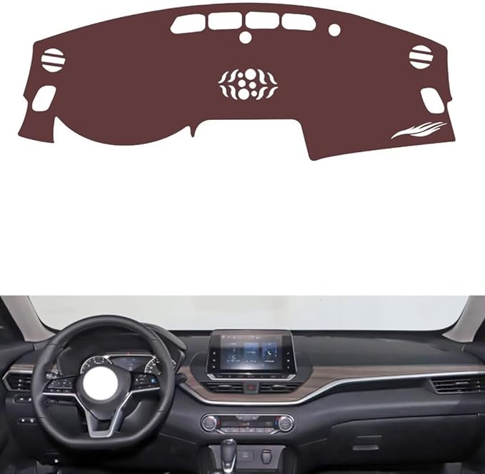 Leather Dashboard Cover Compatible with Nissan Teana（NO HUD、Speaker） 2021-2024,Dash Board Cover mat Anti-Slip Sun-Proof and dust-Proof(Brown)