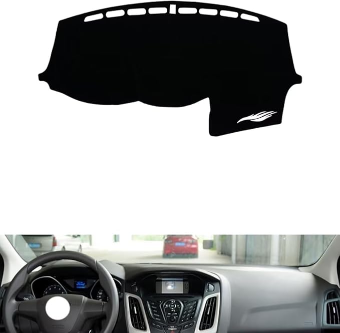 leather dashboard cover Compatible with FORD NEW Focus (no speakers) 2012-2018，dash cover（black）