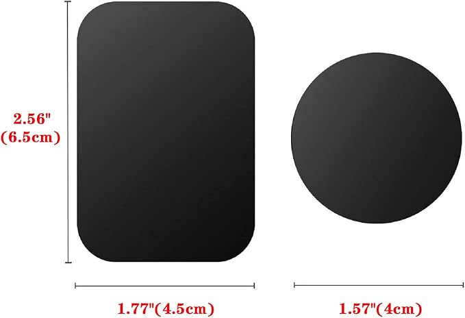 Adhesive Thin Metal Plates(Compatible with Magnetic Mounts),16PCS Metal Plates for Phone Case,(8 Rectangle and 8 Round) S-07N(Black+Silver)