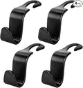 4 PCS Car Seat Headrest Hooks, Auto Backseat Organizer Hanger Holder, Vehicle Seat Back Storage Hooks for Purse Coat Umbrella Grocery Bag Handbag, Interior Car Accessories (Black)