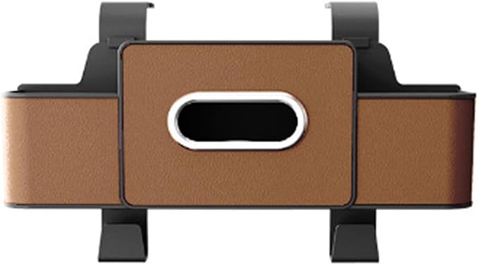 Car Back Seat Organizer with Hooks & Tissue Dispenser – Faux Leather Storage Box with Cup Holders, Multi-Compartment for Sunglasses & Chargers, Compatible with Most Seat Brown 1pc