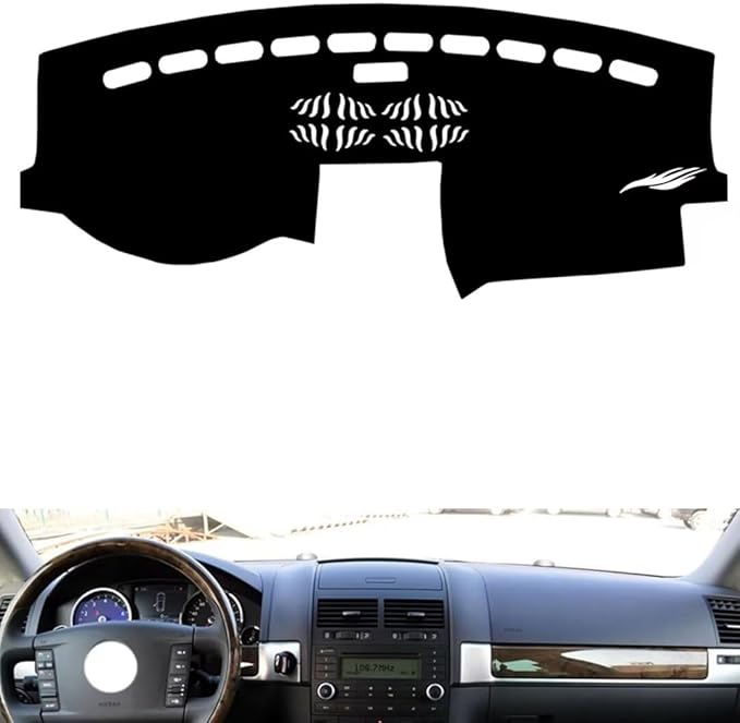 leather dashboard cover Compatible with VW Compatible with TOUAREG 2006-2010，dash cover（black）