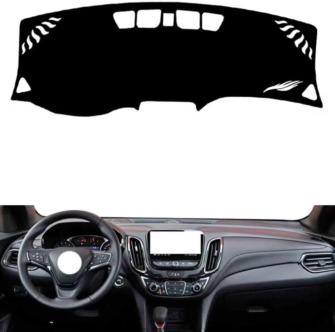 leather dashboard cover Compatible with Chevy Equinox（NO HUD,No speaker） 2017-2023，dash cover（black）
