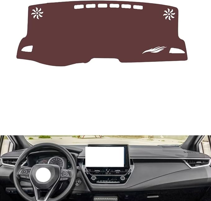 Leather Dashboard Cover Compatible with Toyota Corolla （Horizontal Screen、NO HUD） 2019-2023，Dash Cover, Non-Slip Dash Cover, Dash mat Dashboard Cover, Interior Dash Covers