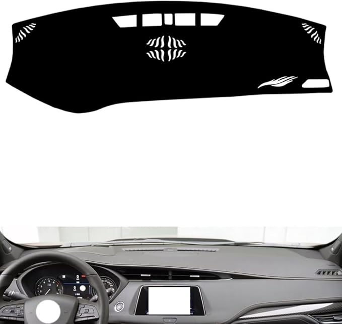 leather dashboard cover Compatible with Cadillac XT4（NO HUD） 2018-2023，dash cover（black）