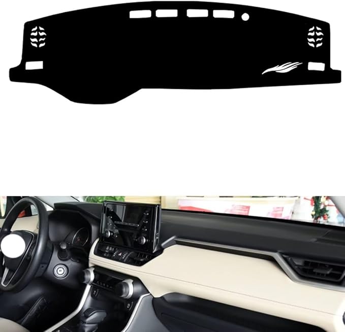 leather dashboard cover Compatible with Toyota RAV4 2021，dash cover（black）