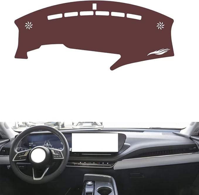Leather Dashboard Cover Compatible with Buick E5（Warning Light）,Dash Board Cover mat Anti-Slip Sun-Proof and dust-Proof(Brown)