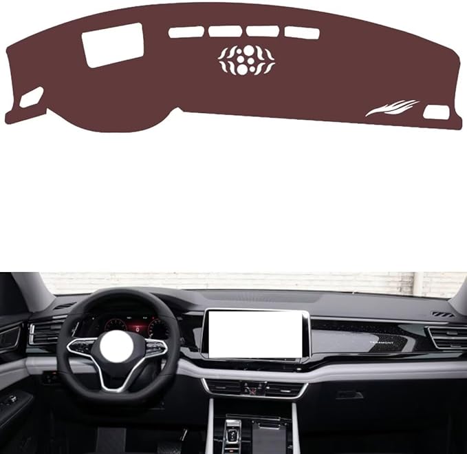 Leather Dashboard Cover Compatible with VW Teramont/X (HUD 2021-2024，Dash Cover, Non-Slip Dash Cover, Dash mat Dashboard Cover, Interior Dash Covers