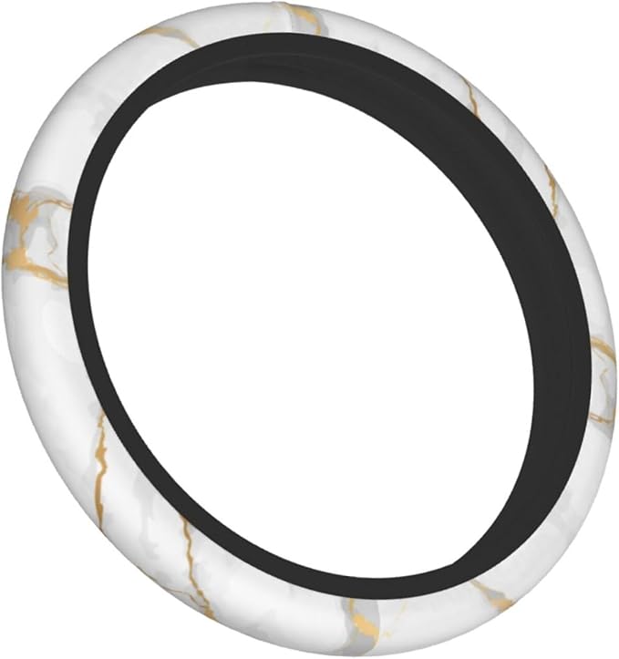 White Marble Steering Wheel Cover for Women Men Girls Car Accessories Decor Anti-Slip Neoprene Auto Steering Wheel Covers Protector Universal 15 Inch