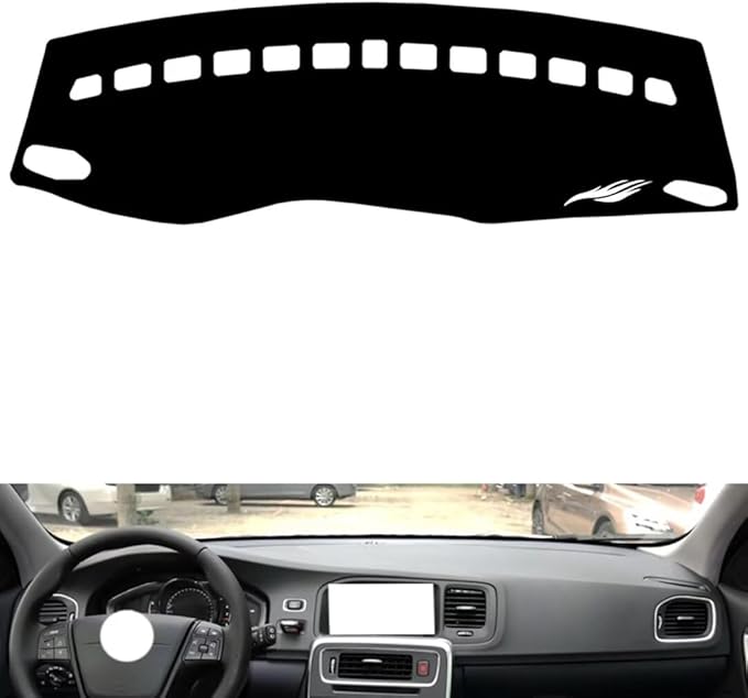 leather dashboard cover Compatible with Volvo V60 2011-2018，dash cover（black）