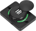 Car Dual USB Port Socket, 3.1A DC12V/24V Portable Mini Power Charger Socket with LED Indicator for High End Large Scale Vehicles Such as Ships, Yachts, RVs, Buses(Green)