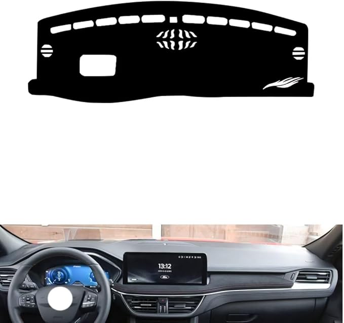 Leather Dashboard Cover Compatible with Ford Escape（HUD 2020-2025，Dash Cover（Black）