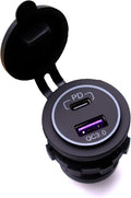 MOTONG Waterproof 12V QC3.0 Power Outlet Charger, QC3.0 USB A & PD Type C Car Socket Charger Power Socket Port for Car Marine Boat RV Truck