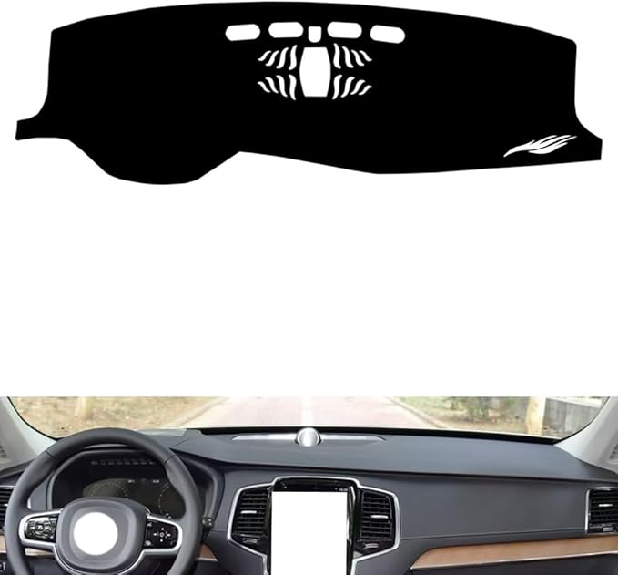 Leather Dashboard Cover Compatible with Volvo XC90（NO HUD、Center Speaker） 2015-2026，Dash Cover（Black）