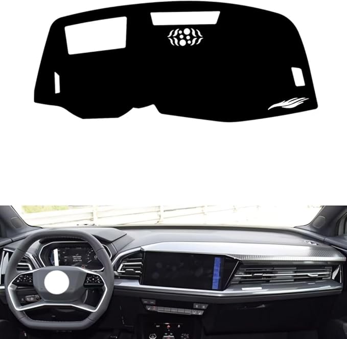 Leather Dashboard Cover Compatible with Audi Q4 e-tron（HUD） 2022-2024，Dash Cover（Black）