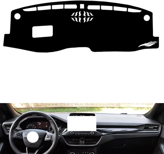 leather dashboard cover Compatible with FORD NEW Focus（ speakers、HUD） 2019-2022，dash cover（black）