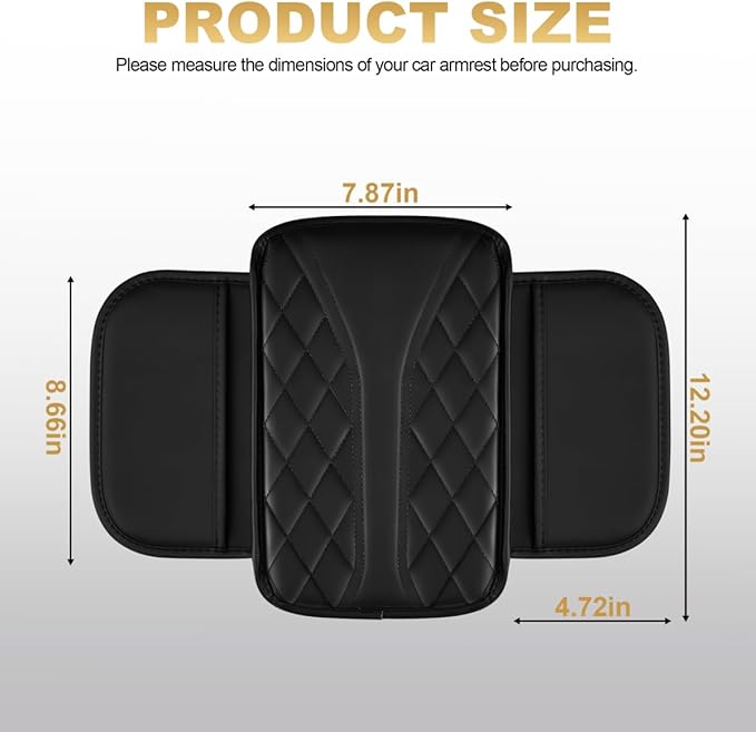 Center Console Cover Fit for Highlander Scratch & Wear Resistant Waterproof Middle Console Cover with 2 Storage Bags(Black)