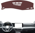 Leather Dashboard Cover Compatible with VW Lamando L (NO HUD 2022-2024,Dash Board Cover mat Anti-Slip Sun-Proof and dust-Proof(Brown)